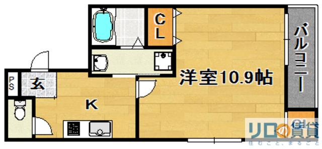 フジパレス下新庄III番館(1K/1階)の間取り写真