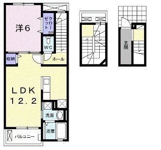 ロワールFIV(1LDK/3階)の間取り写真