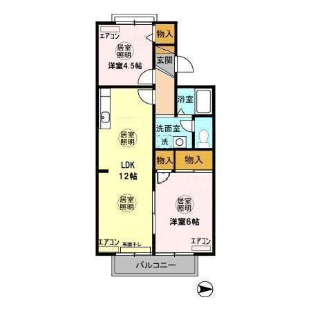 リヴェール木更津(2LDK/1階)の間取り写真