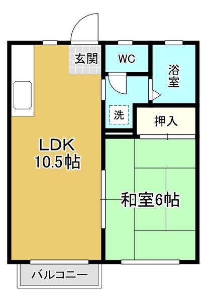 ビブロスヒルA(1LDK/2階)の間取り写真