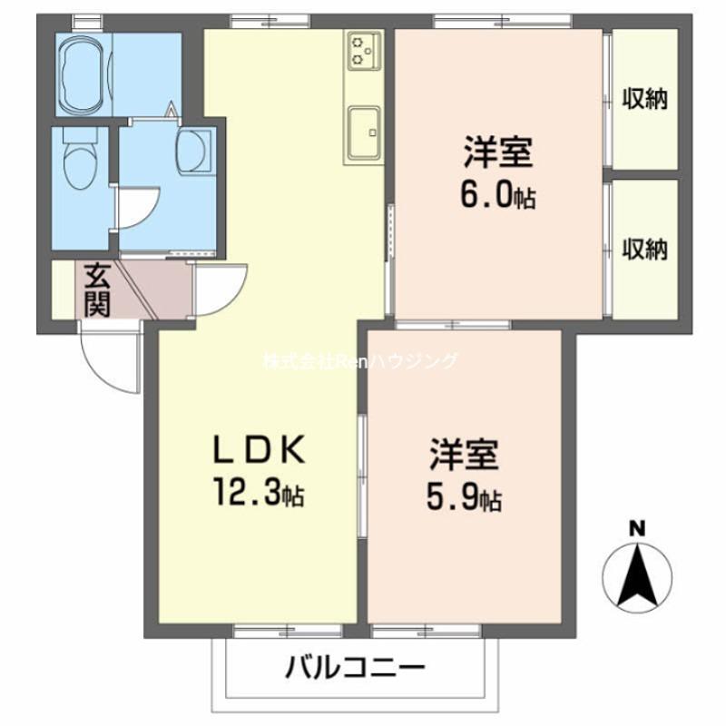 シャーメゾン大原A(2LDK/2階)の間取り写真