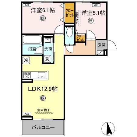 CHOUETTE(2LDK/3階)の間取り写真