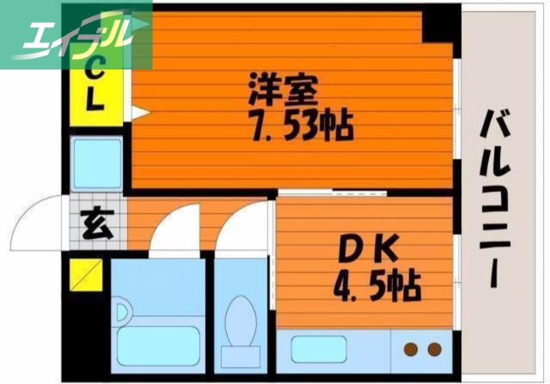 プラーナ富町(1DK/3階)の間取り写真