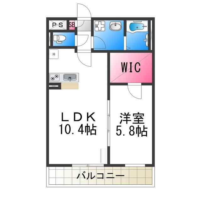 リュミエール石津(1LDK/2階)の間取り写真