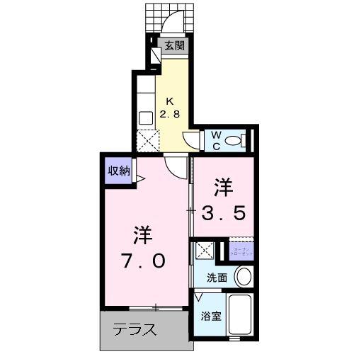ONE LOVE(1K/1階)の間取り写真