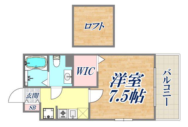 フレエール谷上(1K/2階)の間取り写真