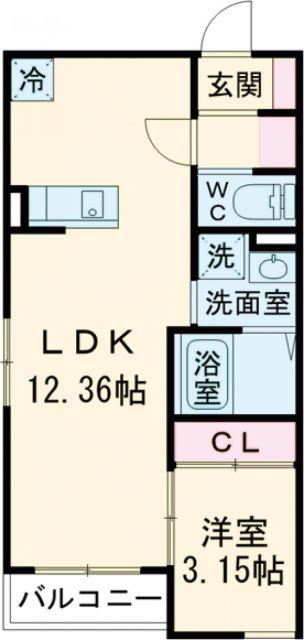 BRAVEBASE宿町(1LDK/2階)の間取り写真