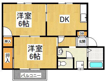 アネックス深井(2DK/1階)の間取り写真