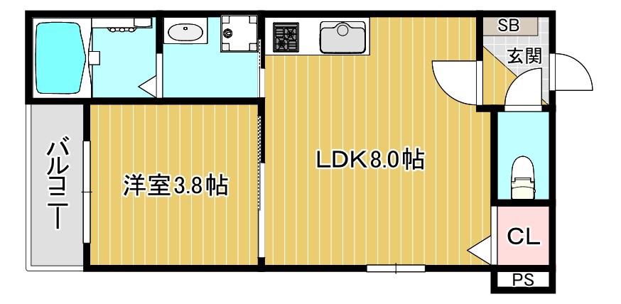 サフィールロジェ大阪城公園(1LDK/3階)の間取り写真