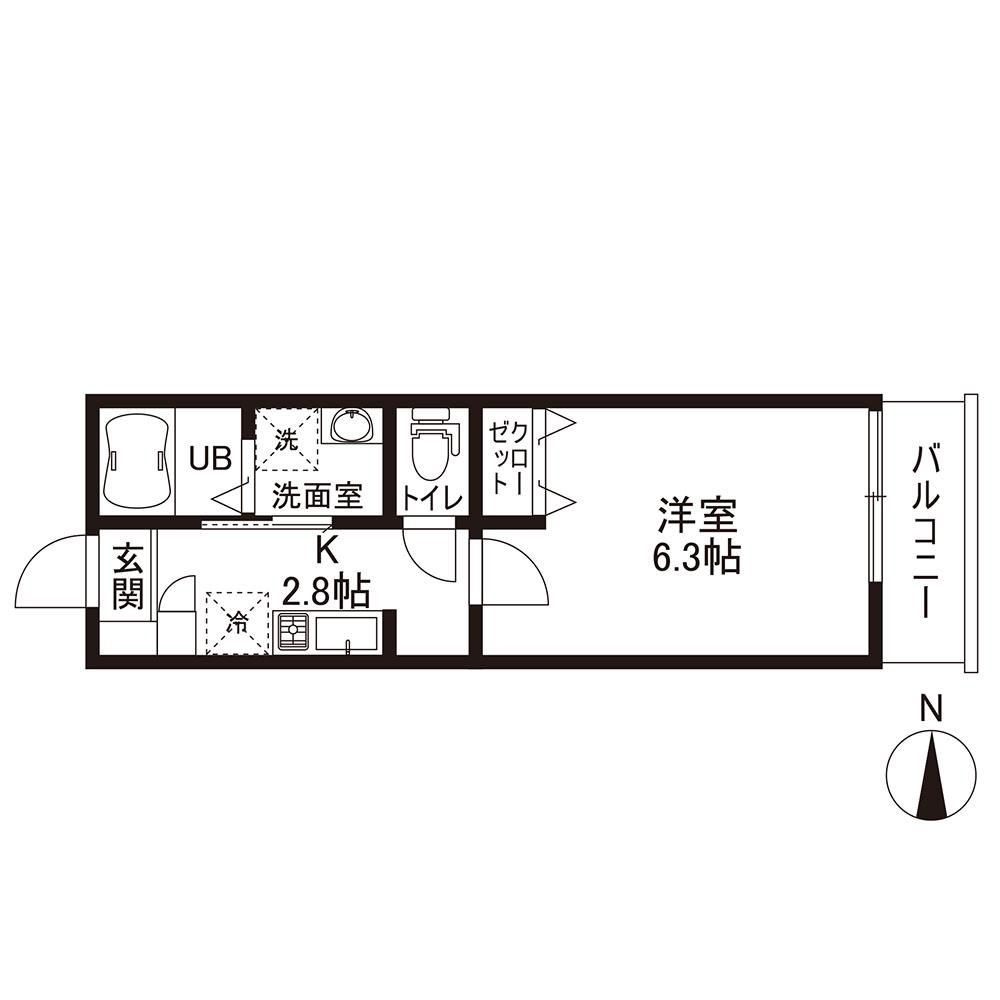 CONTECASA弘明寺(1K/1階)の間取り写真