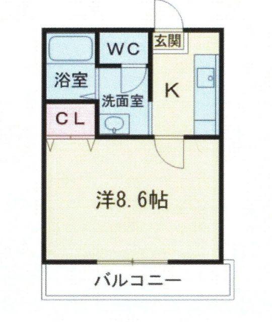アンボワーズ(1K/1階)の間取り写真