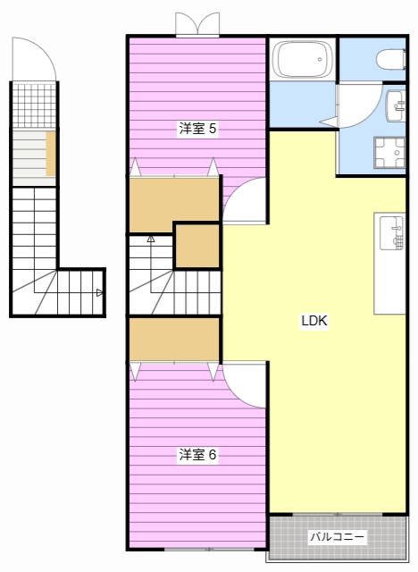 リヴィエール(2LDK/2階)の間取り写真