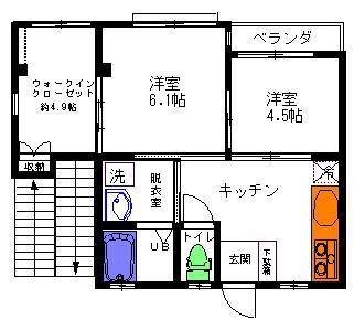 シュタットヴィラ(2SK/2階)の間取り写真