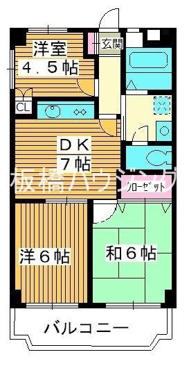 ロアール三園(3DK/1階)の間取り写真