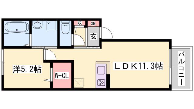 S-ROOM(1LDK/2階)の間取り写真