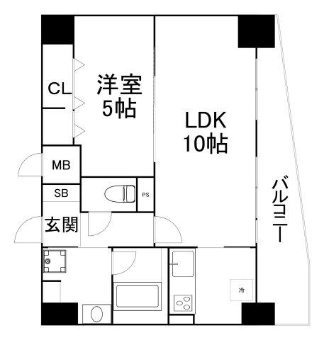アジハラハイム(1LDK/2階)の間取り写真