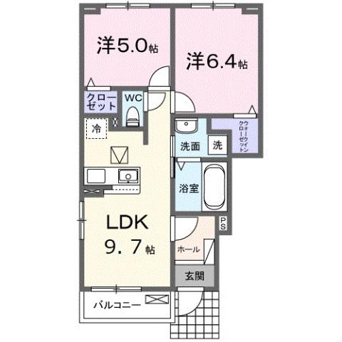 ブリックフォレスト(2LDK/1階)の間取り写真