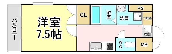 リファレンス小倉駅前(1K/12階)の間取り写真
