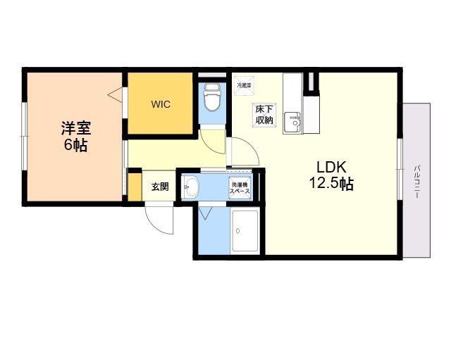 EMMA箱崎(1LDK/1階)の間取り写真