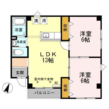 フォレスト 楢山(2LDK/2階)の間取り写真