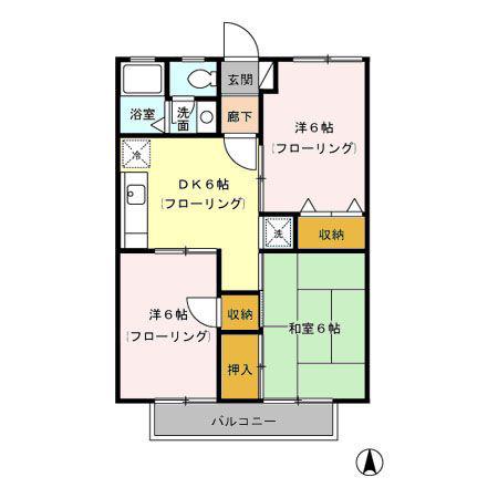 エミネンス 壱・弐番館(3DK/1階)の間取り写真
