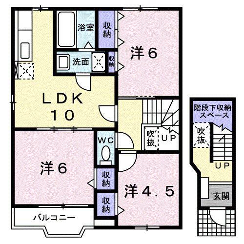 ピュアハウス(3LDK/2階)の間取り写真
