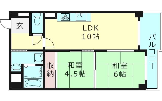 アーバンパーク関目(2LDK/6階)の間取り写真