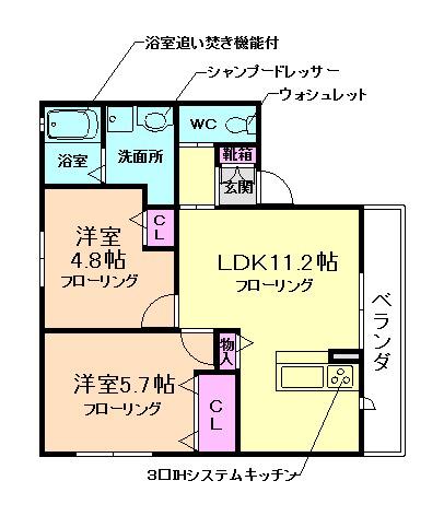 サザンクロス(2LDK/1階)の間取り写真