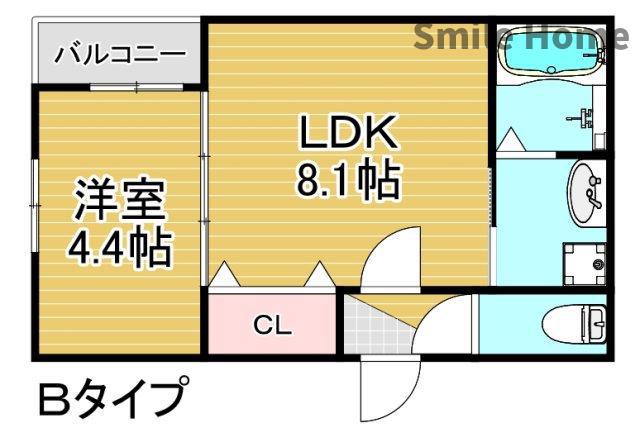 AIA難波南(1LDK/2階)の間取り写真