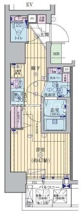 ファーストフィオーレ心斎橋イーストⅢ(1K/9階)の間取り写真