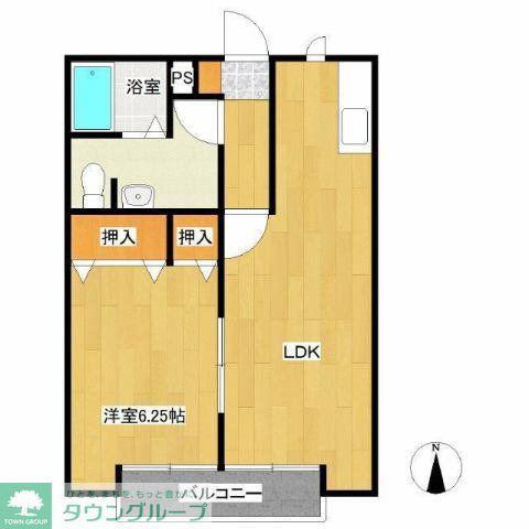 BELLE LEAD あきる野(1LDK/2階)の間取り写真