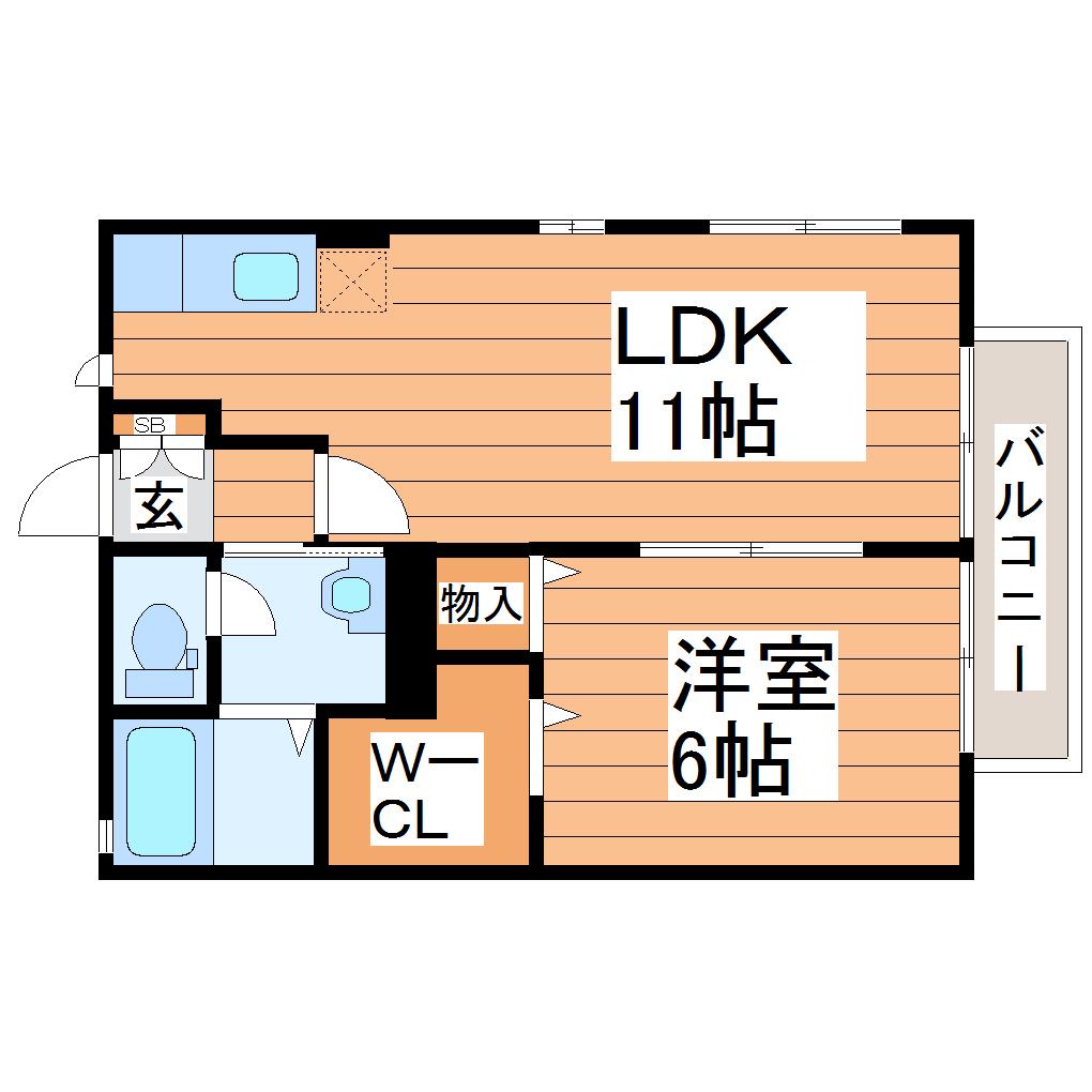 ラ・リィビェール(1LDK/1階)の間取り写真