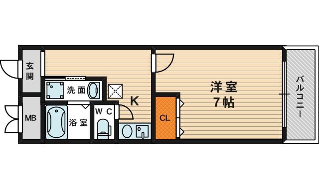 IF都島(1K/2階)の間取り写真