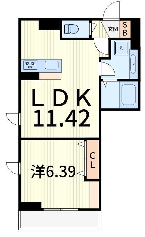ラリュール柴又(1LDK/1階)の間取り写真