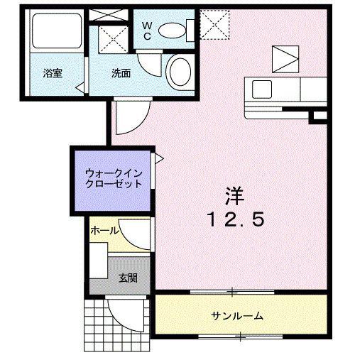 ノ-ブルヴィラ(1K/1階)の間取り写真