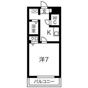 メリーコート(1K/4階)の間取り写真