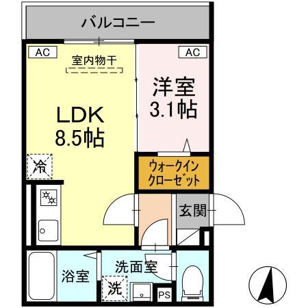 クローネ湘南(1LDK/2階)の間取り写真