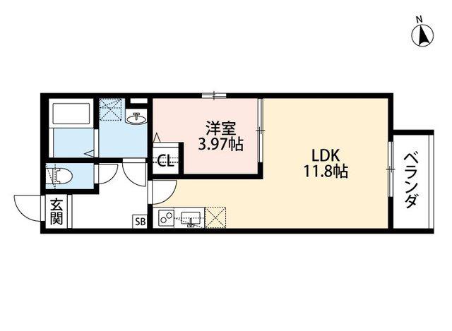 IOTアパートメント徳庵(1LDK/2階)の間取り写真