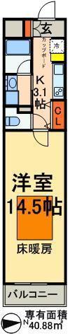 ロイヤルパークスシーサー(1K/3階)の間取り写真