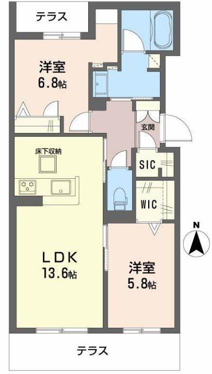 シャーメゾン大晶(2LDK/1階)の間取り写真