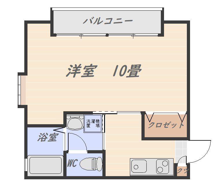 グランバリエ竹下(1K/2階)の間取り写真