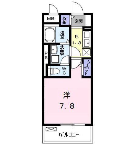 ハーモニーハイツ高畑(1K/2階)の間取り写真