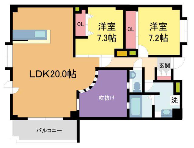 ユニヴェール花屋敷弐号館(2LDK/1階)の間取り写真