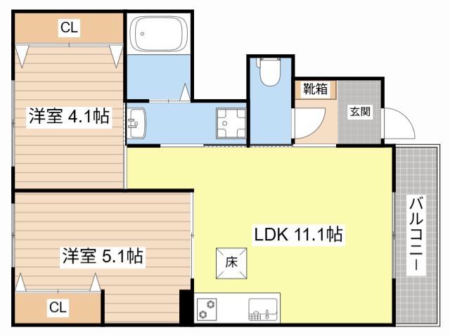 ラ・ルーチェ(2LDK/1階)の間取り写真
