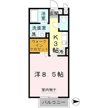 セジュール潤(1K/2階)の間取り写真