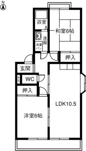 ハーベストGOTO(2LDK/2階)の間取り写真