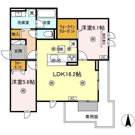 LUVERIA(2LDK/1階)の間取り写真