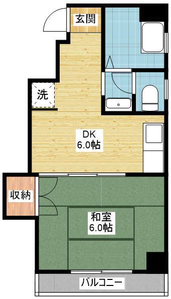 第3記念橋ビルヂング(1DK/9階)の間取り写真