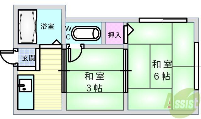 寿マンション(2K/3階)の間取り写真
