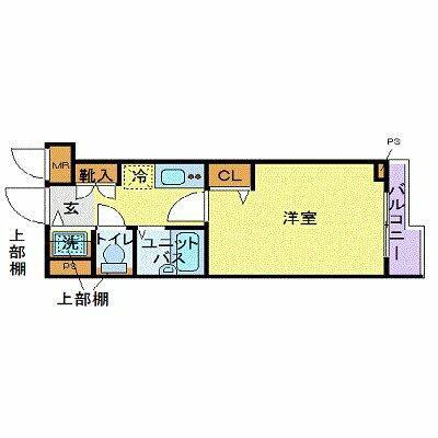 トーシンフェニックス牛込神楽坂(1K/4階)の間取り写真